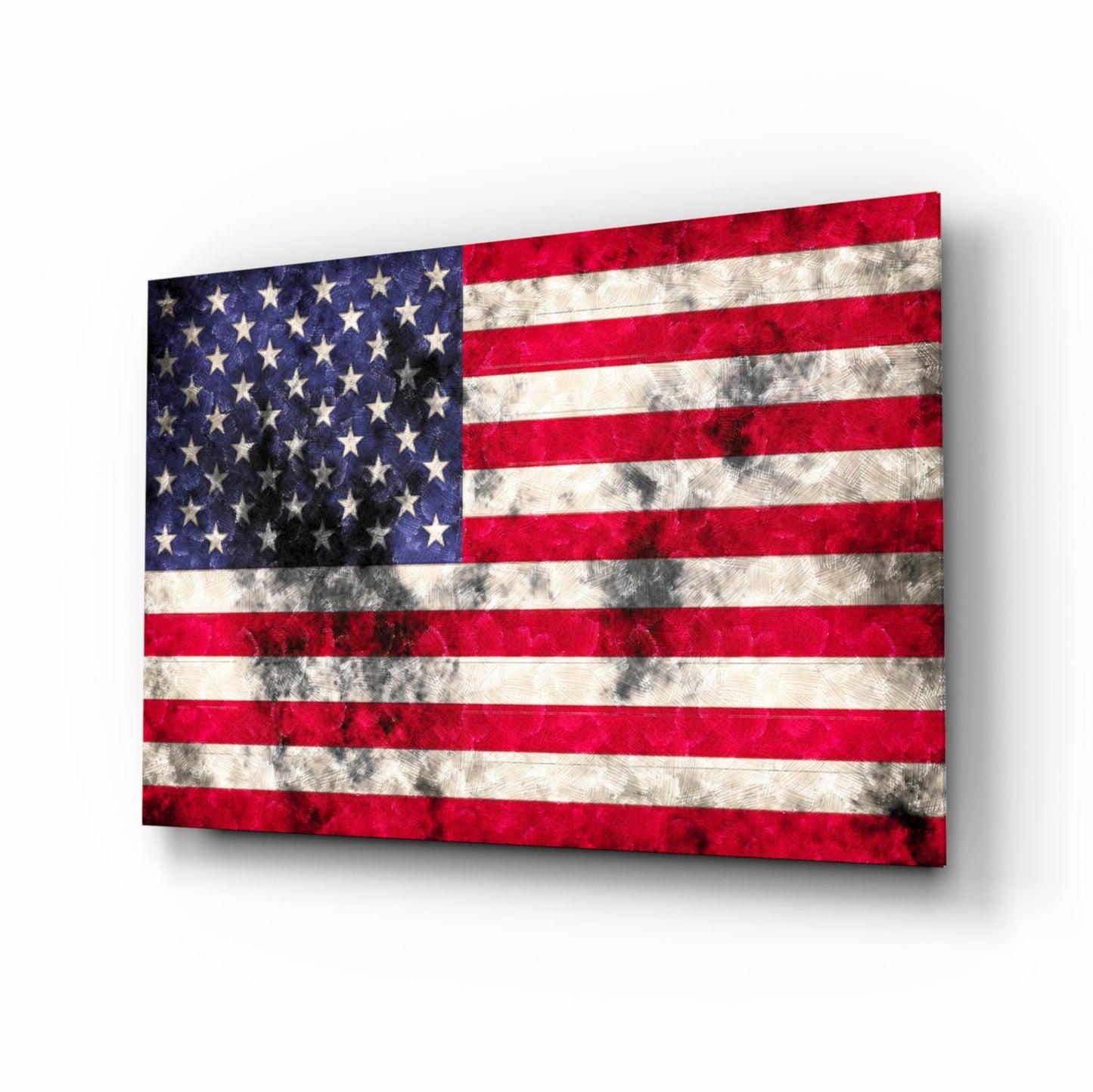 American flag grunge glass wall art