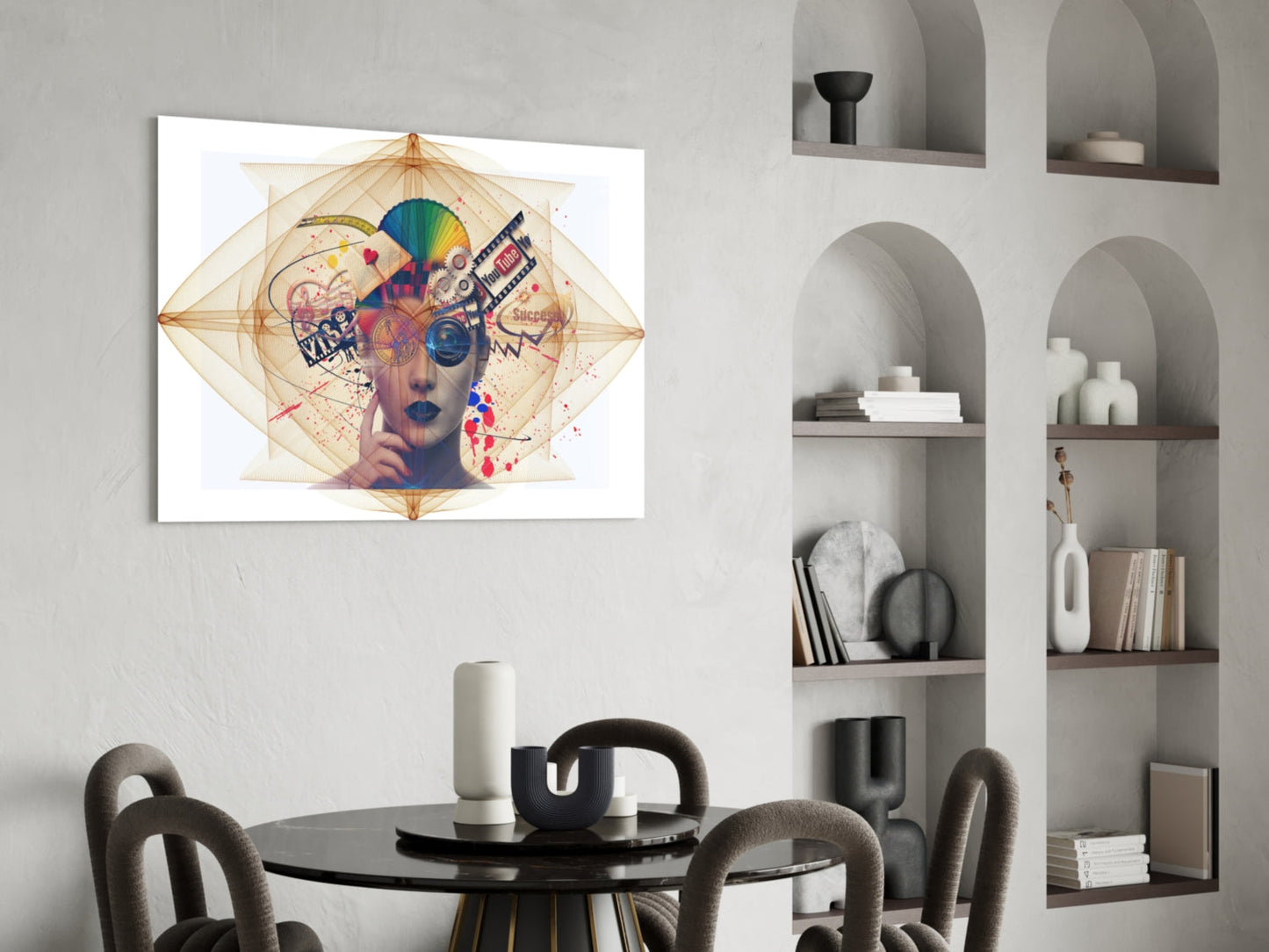 Digital Collage Woman Portrait Glass Wall Art