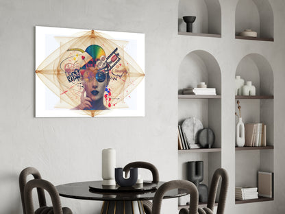 Digital Collage Woman Portrait Glass Wall Art