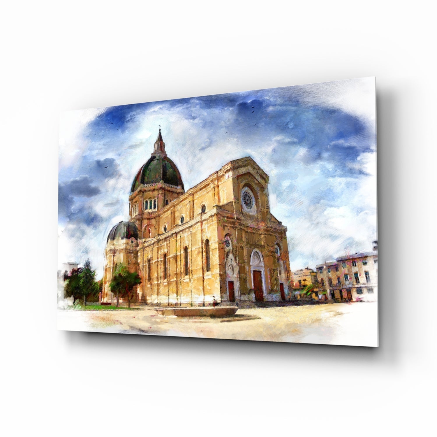 Historic baroque cathedral glass wall art panel