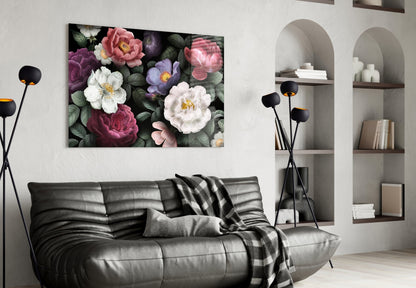 Vintage Rose Bouquet Glass Wall Art