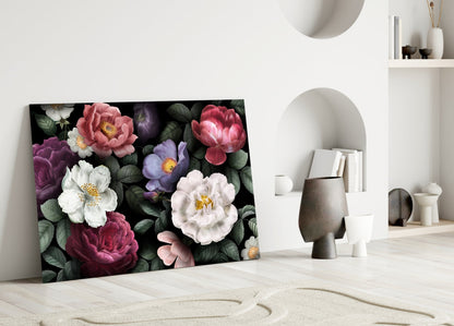 Vintage Rose Bouquet Glass Wall Art