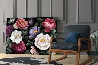 Vintage Rose Bouquet Glass Wall Art