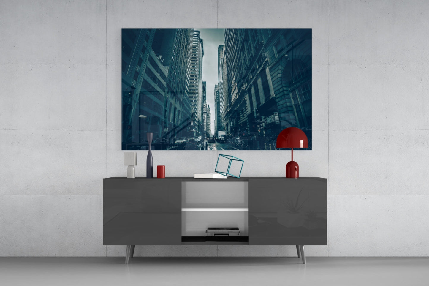 New York Skyscraper Canyon Glass Wall Art
