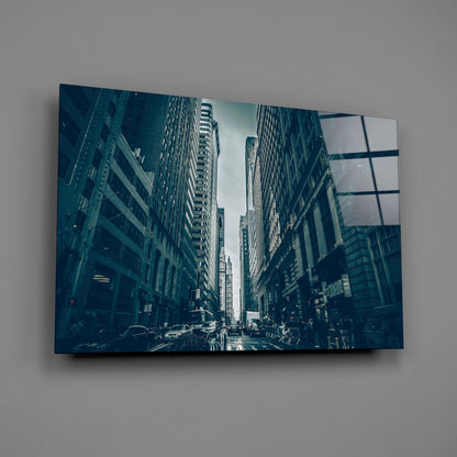 New York Skyscraper Canyon Glass Wall Art