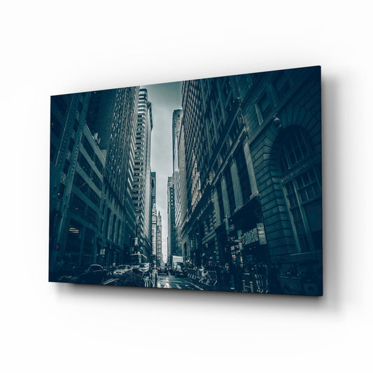 New York skyscraper canyon glass wall art