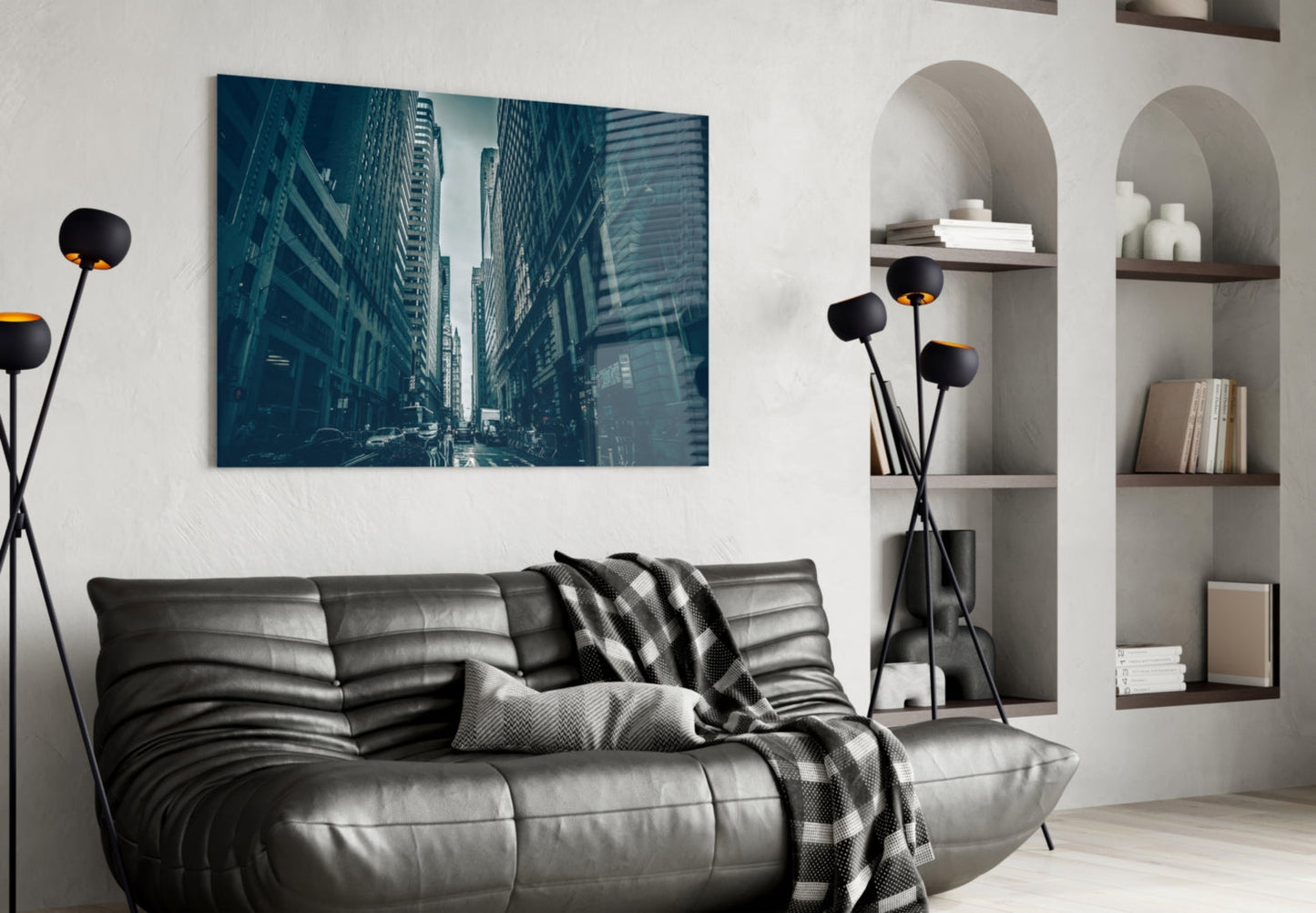 New York Skyscraper Canyon Glass Wall Art