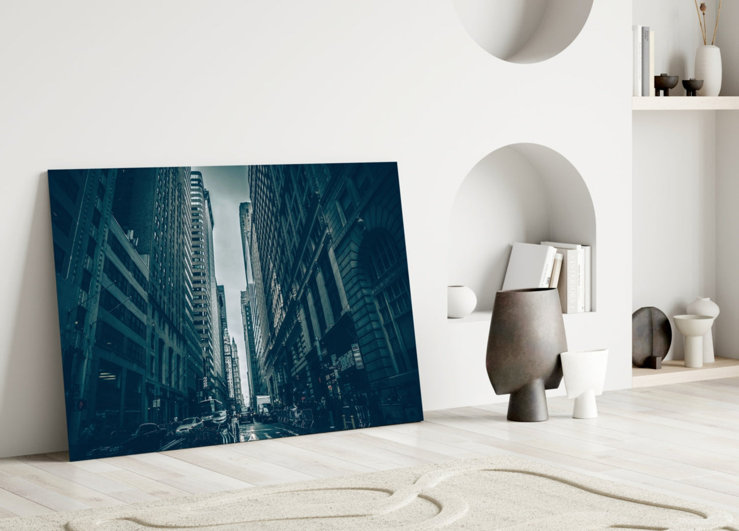 New York Skyscraper Canyon Glass Wall Art