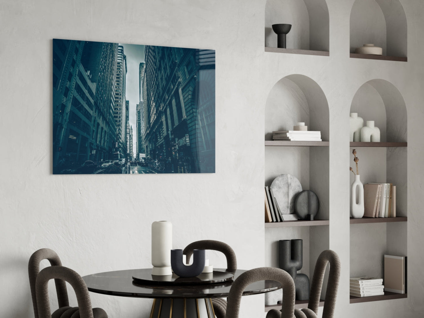 New York Skyscraper Canyon Glass Wall Art