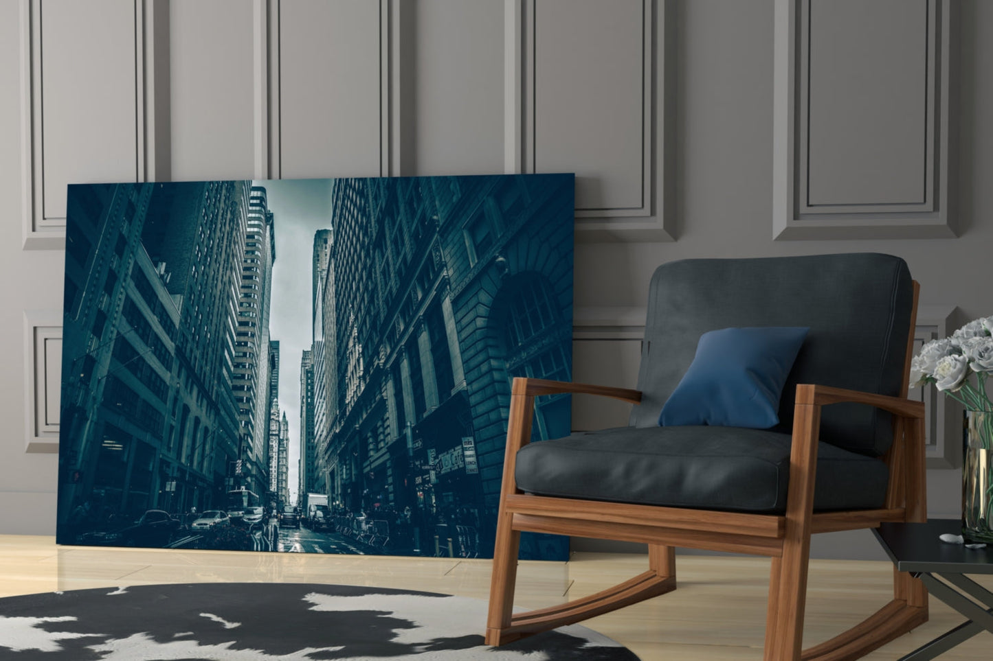 New York Skyscraper Canyon Glass Wall Art