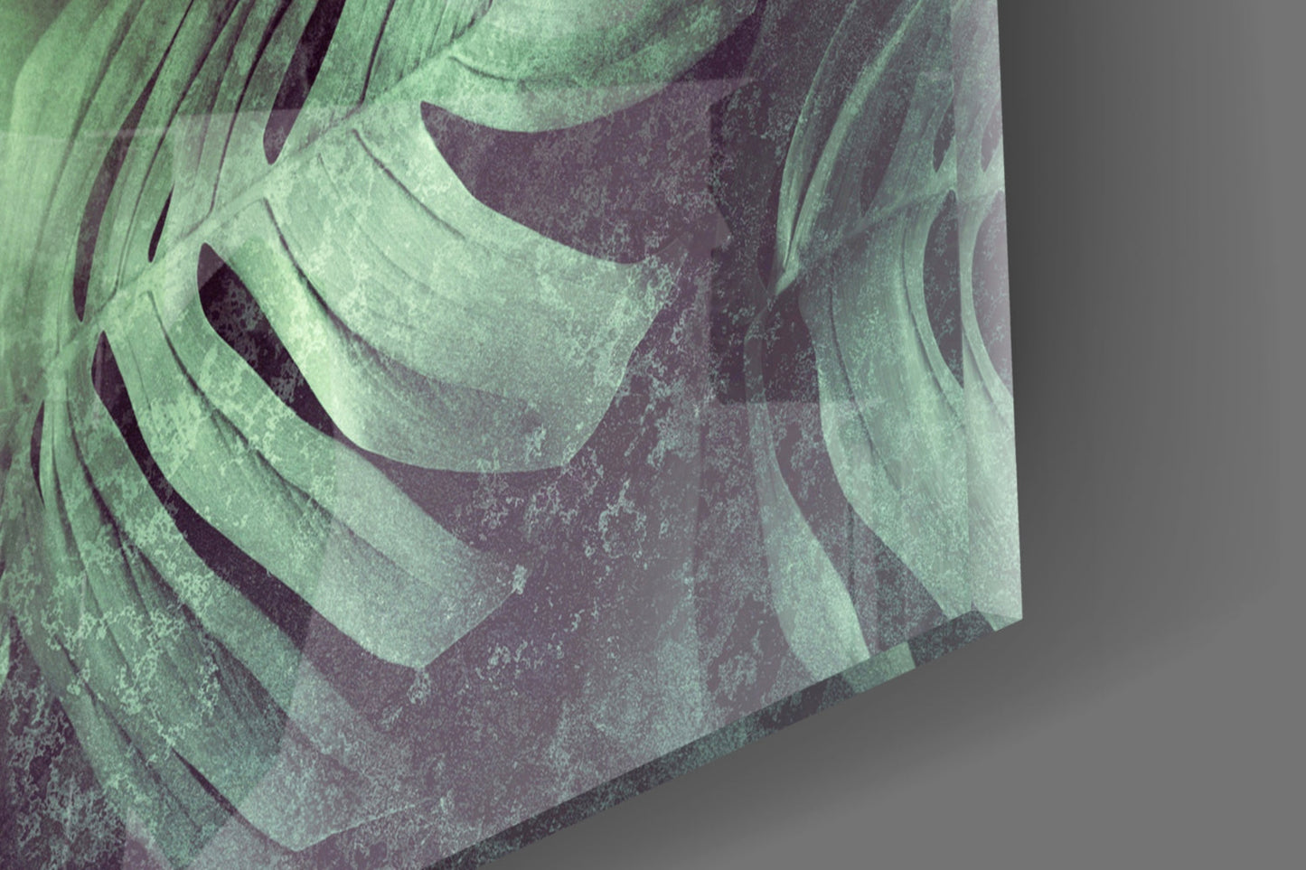 Tropical Leaf Woman Portrait Glass Wall Art