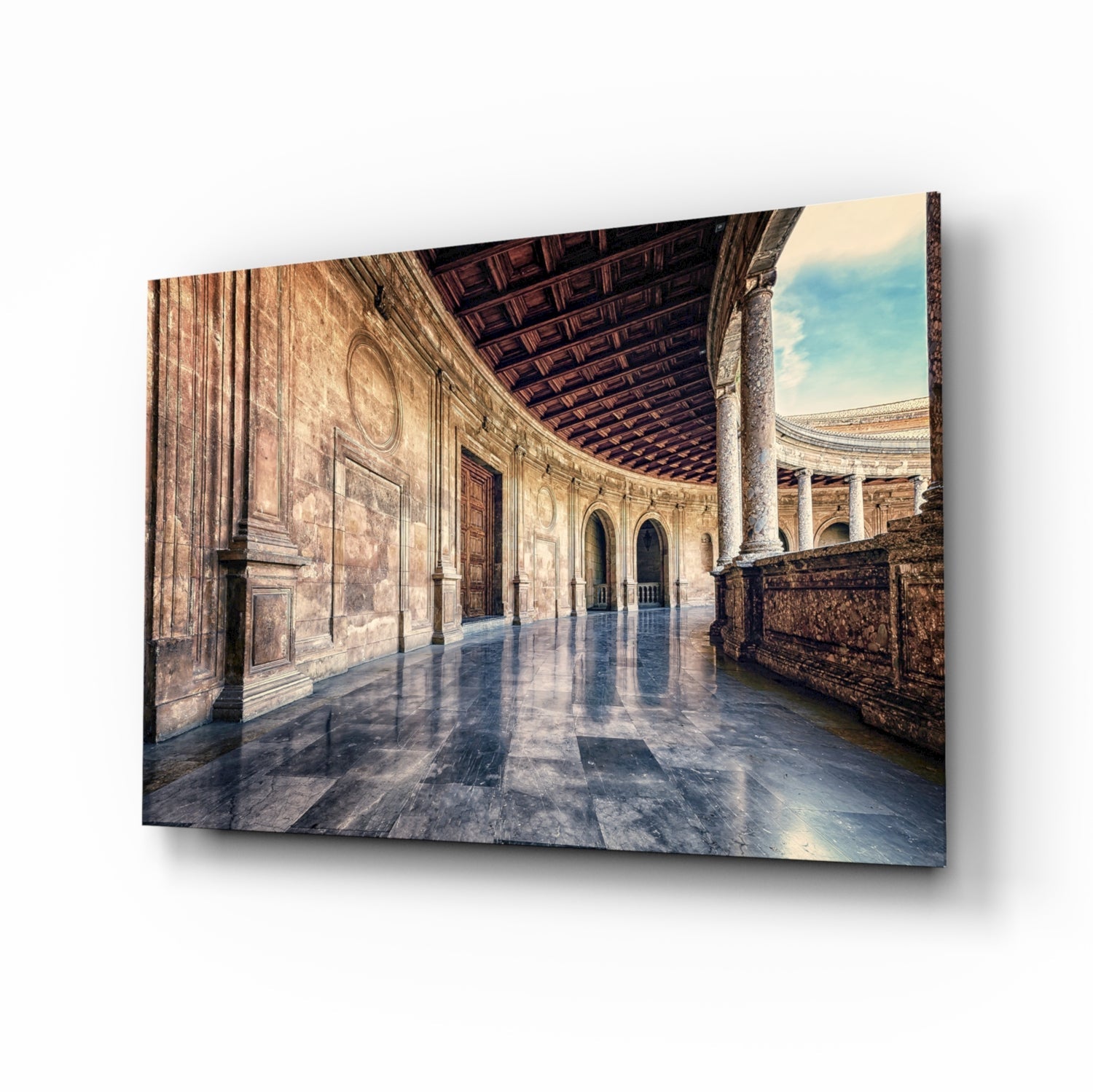 Baroque Building colonnade glass wall art