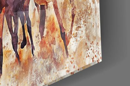 Watercolor Running Horses Glass Wall Art