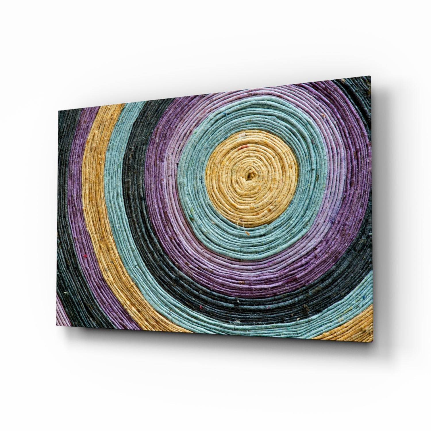 Coiled rope spiral glass wall art