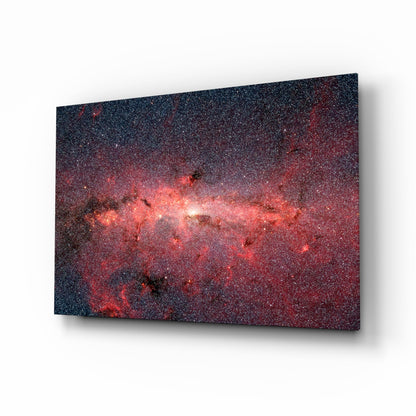 Red Nebula glass wall art crimson galaxy design