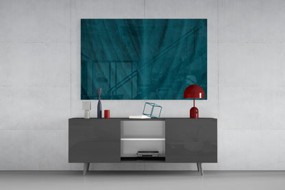 Teal Leaf Texture Glass Wall Art