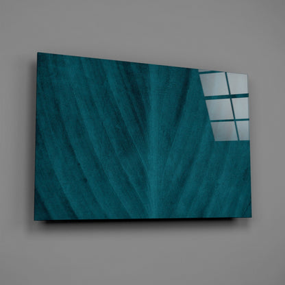 Teal Leaf Texture Glass Wall Art