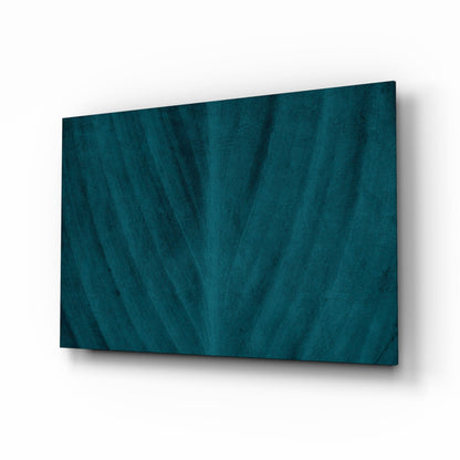 Teal Leaf Texture Glass Wall Art