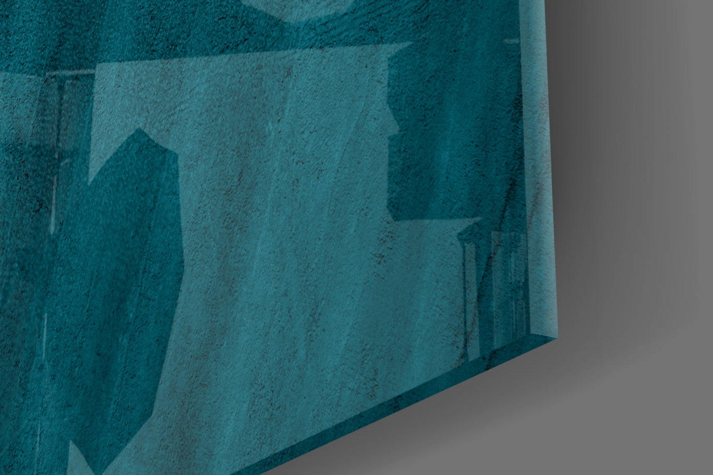 Teal Leaf Texture Glass Wall Art