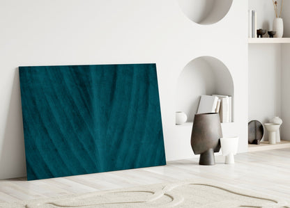 Teal Leaf Texture Glass Wall Art