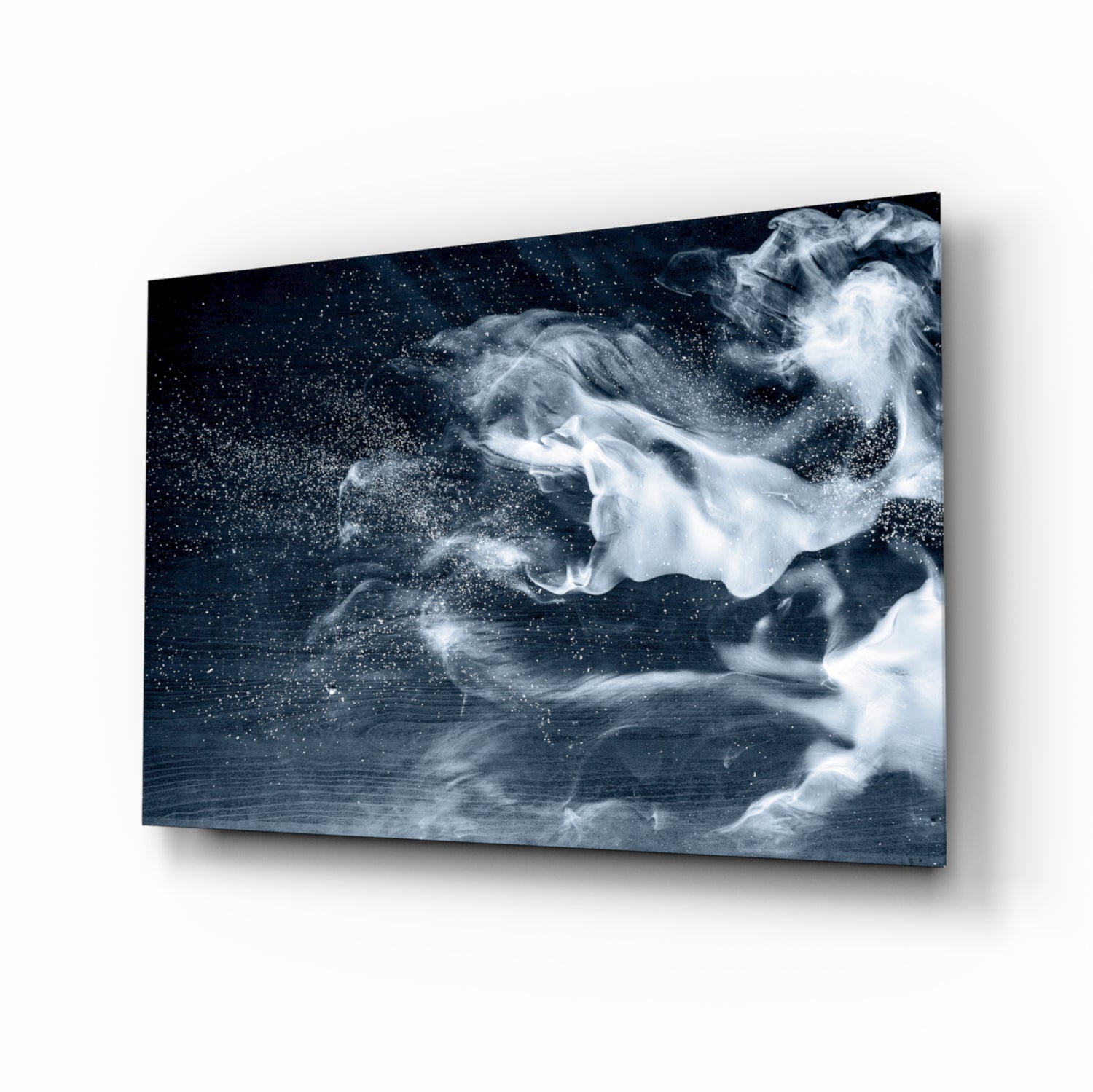 White Smoke Navy Sky Glass Art