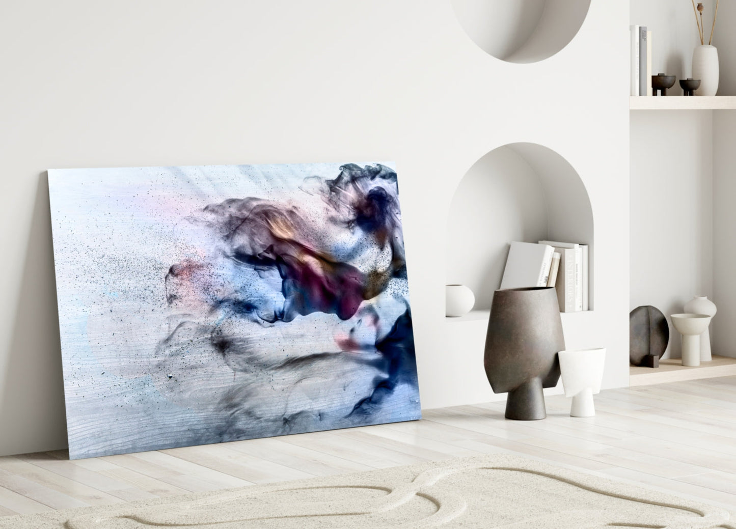 Pastel Ink Drift on Gray Glass Wall Art