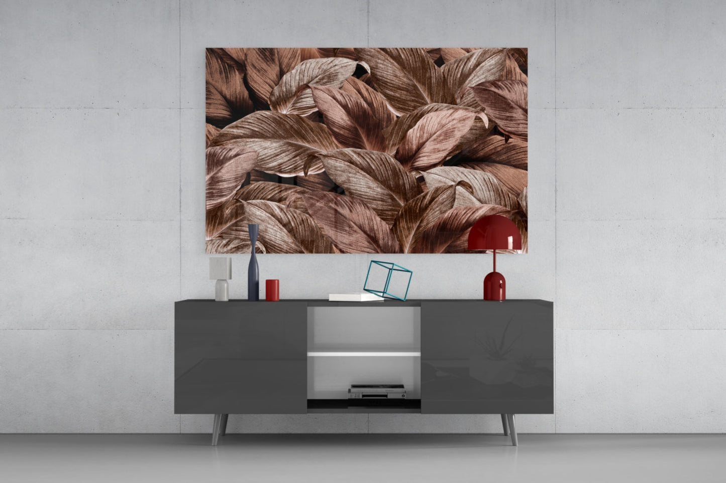 Bronze Tropical Leaf Glass Wall Art