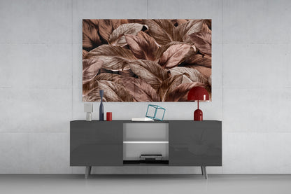 Bronze Tropical Leaf Glass Wall Art