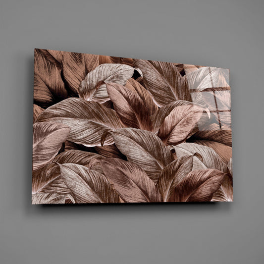 Bronze Tropical Leaf Glass Wall Art
