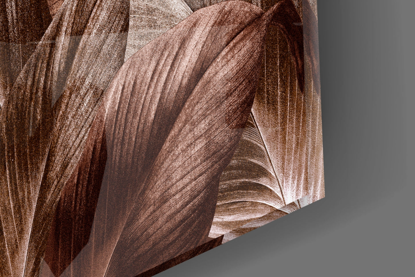 Bronze Tropical Leaf Glass Wall Art
