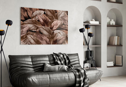 Bronze Tropical Leaf Glass Wall Art