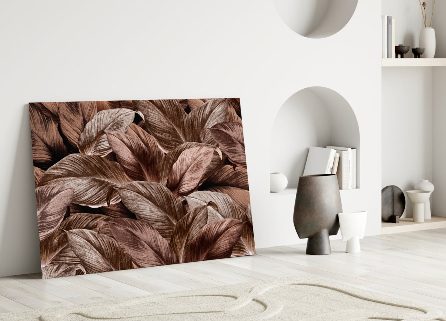 Bronze Tropical Leaf Glass Wall Art