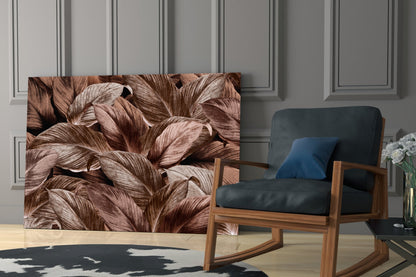 Bronze Tropical Leaf Glass Wall Art