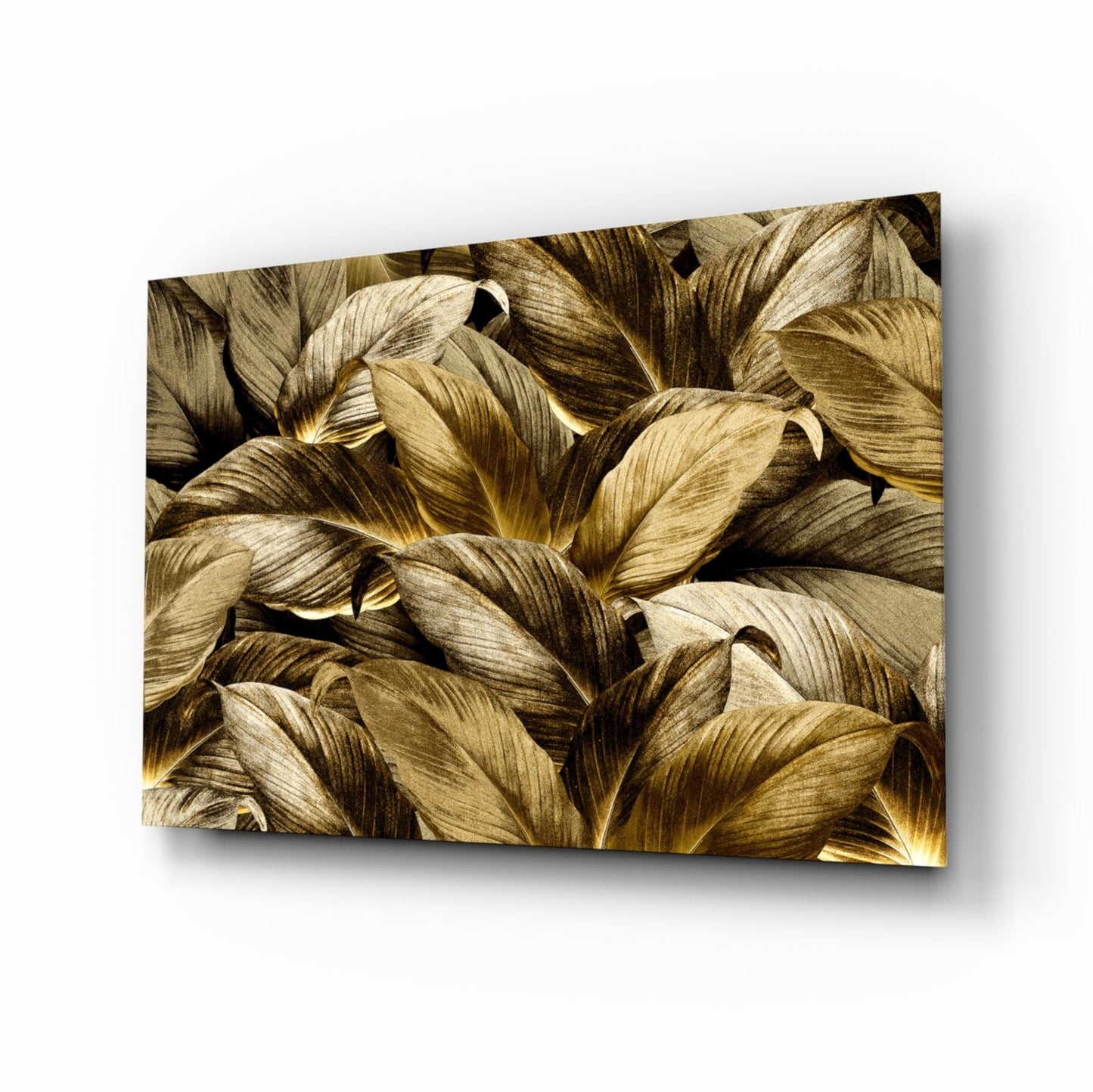 Bronze leaf cluster glass wall art