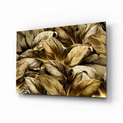Bronze leaf cluster glass wall art