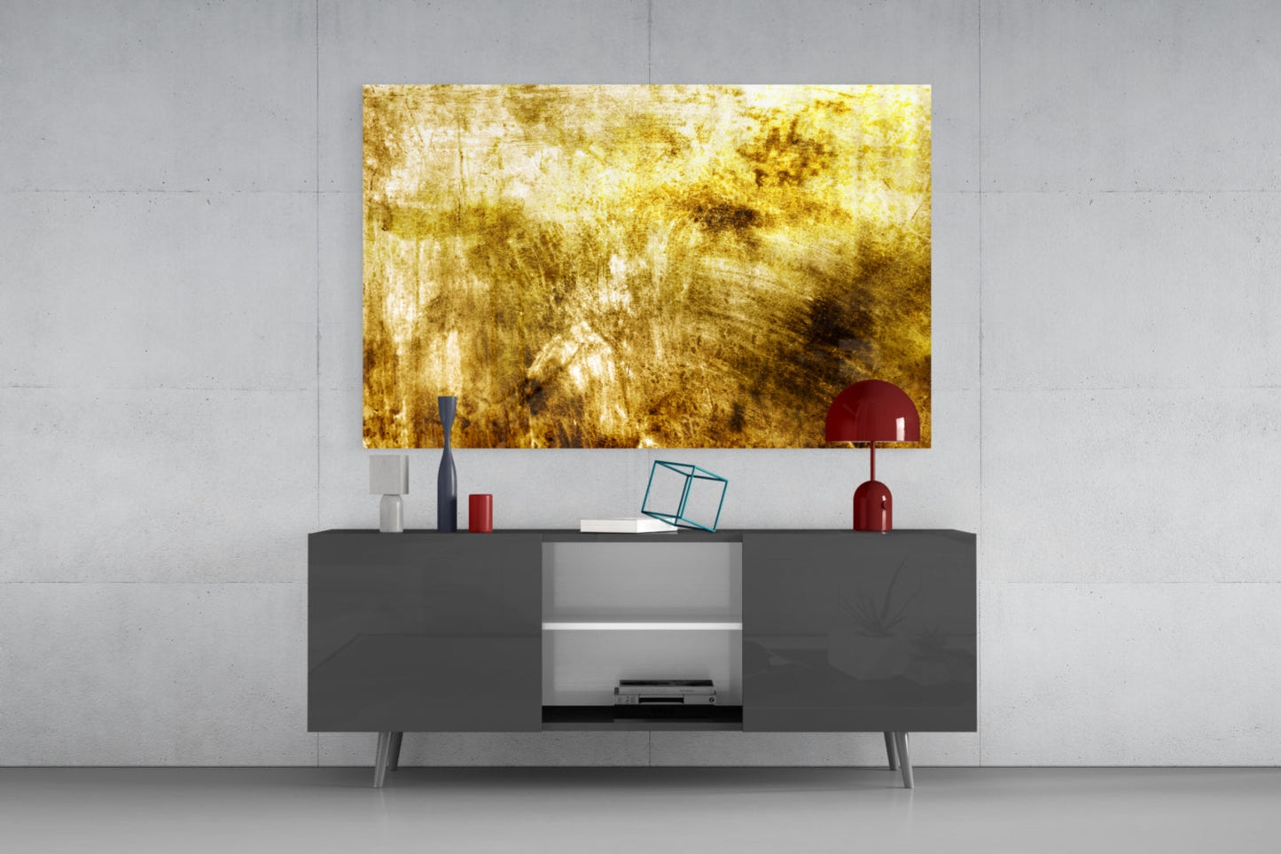 Golden Grunge Glass Wall Art