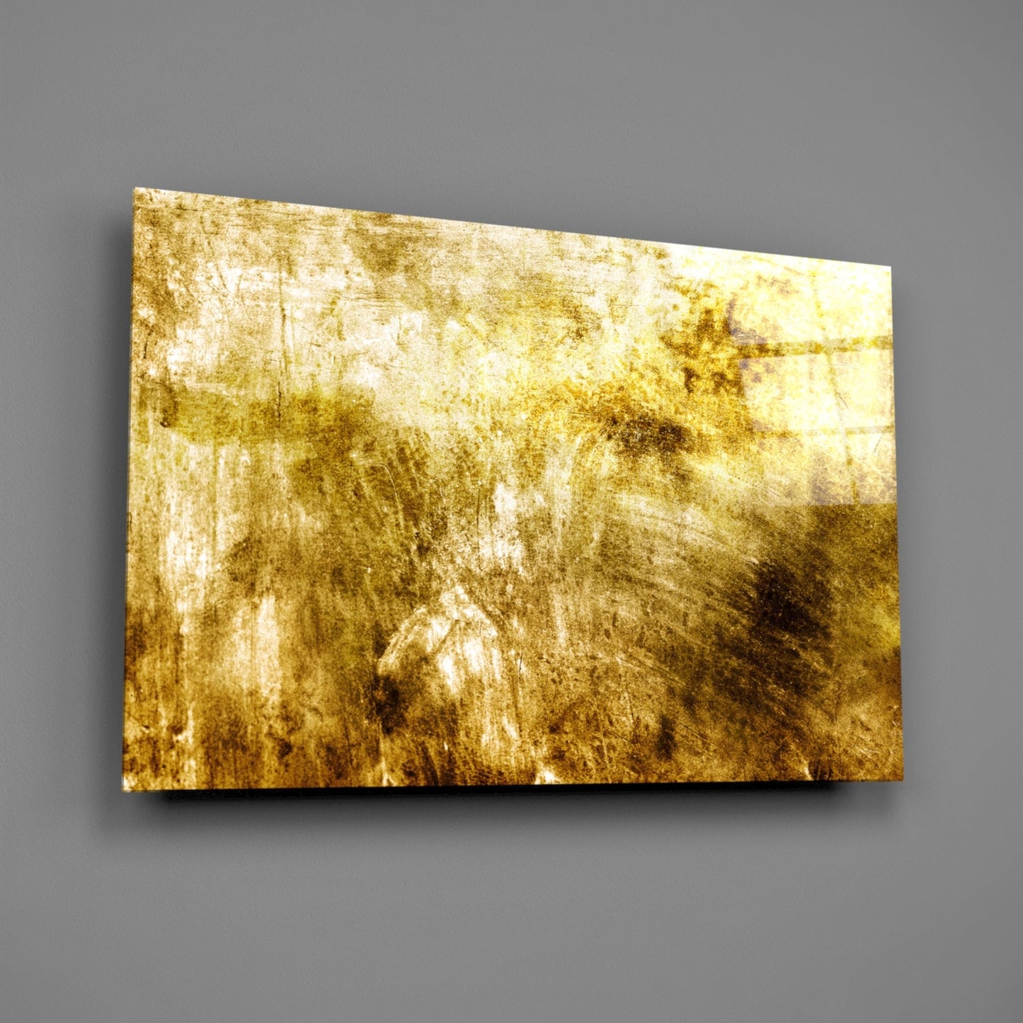 Golden Grunge Glass Wall Art
