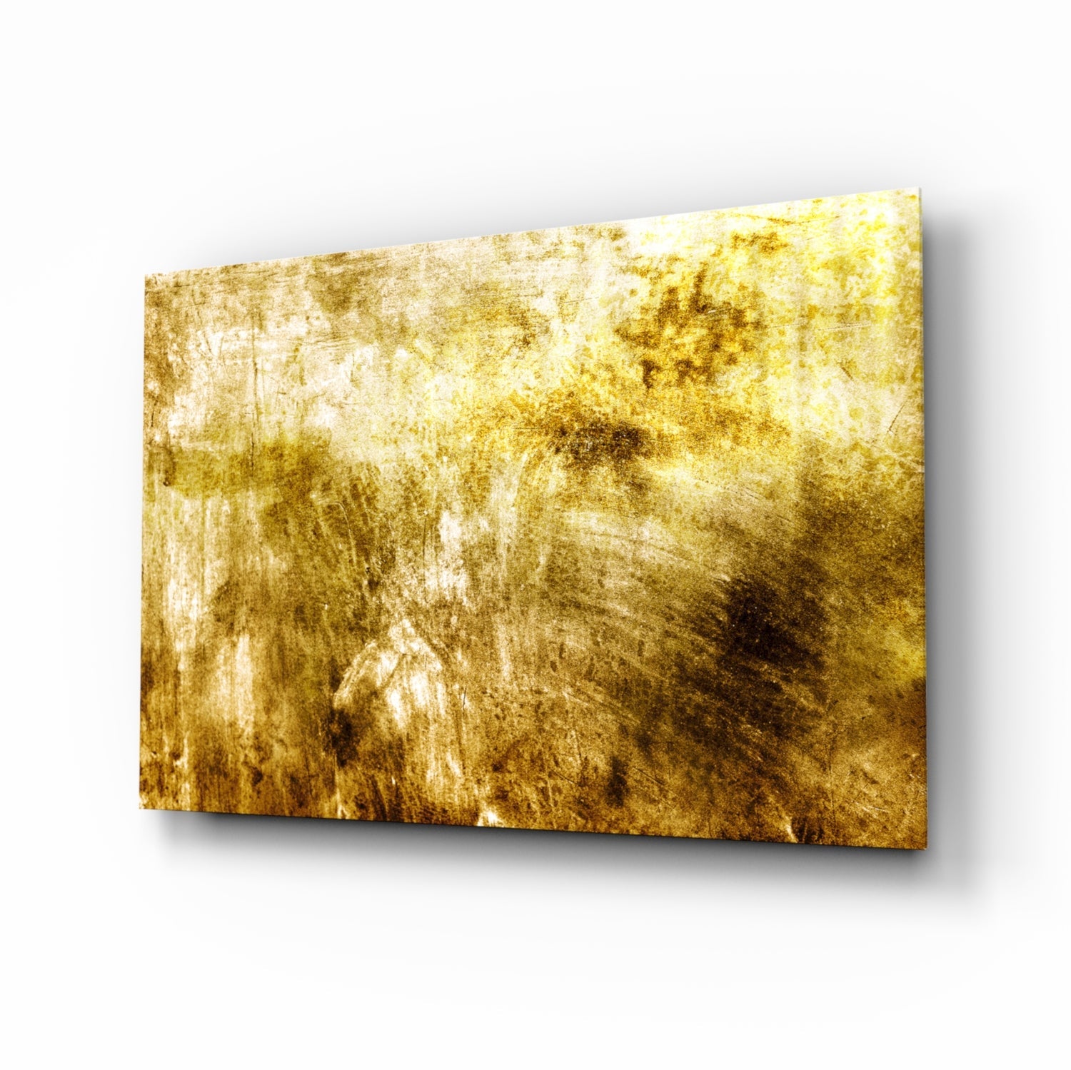 Golden abstract pattern tempered glass wall art