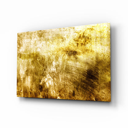 Golden abstract pattern tempered glass wall art