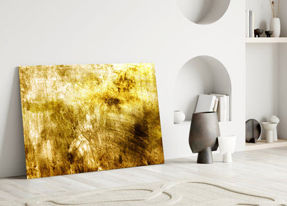 Golden Grunge Glass Wall Art