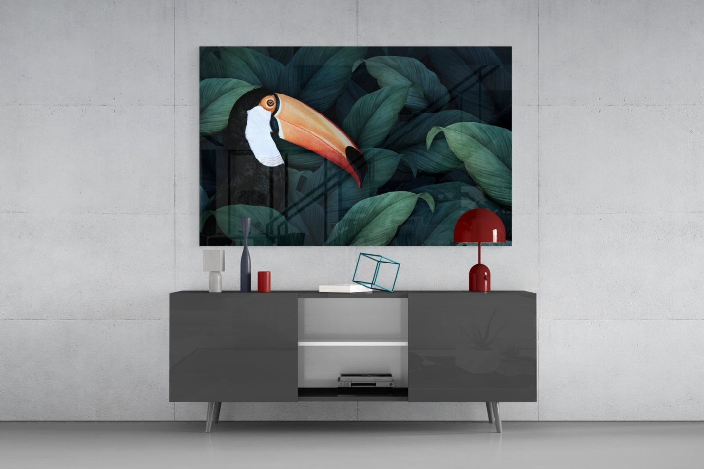 Toucan Glass Wall Art Tropical Bird Print