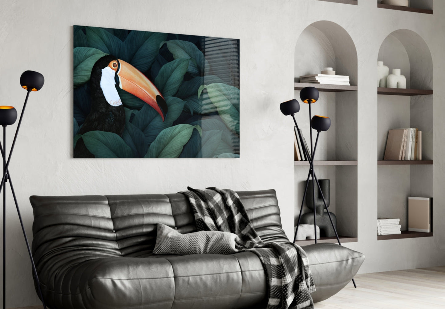 Toucan Glass Wall Art Tropical Bird Print