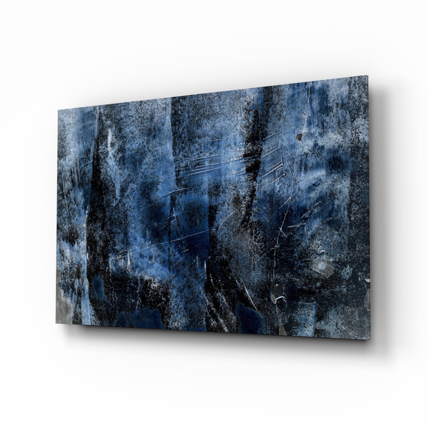 Blue abstract pattern glass wall art
