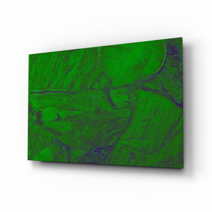 Emerald Cracked Paint glass wall art print