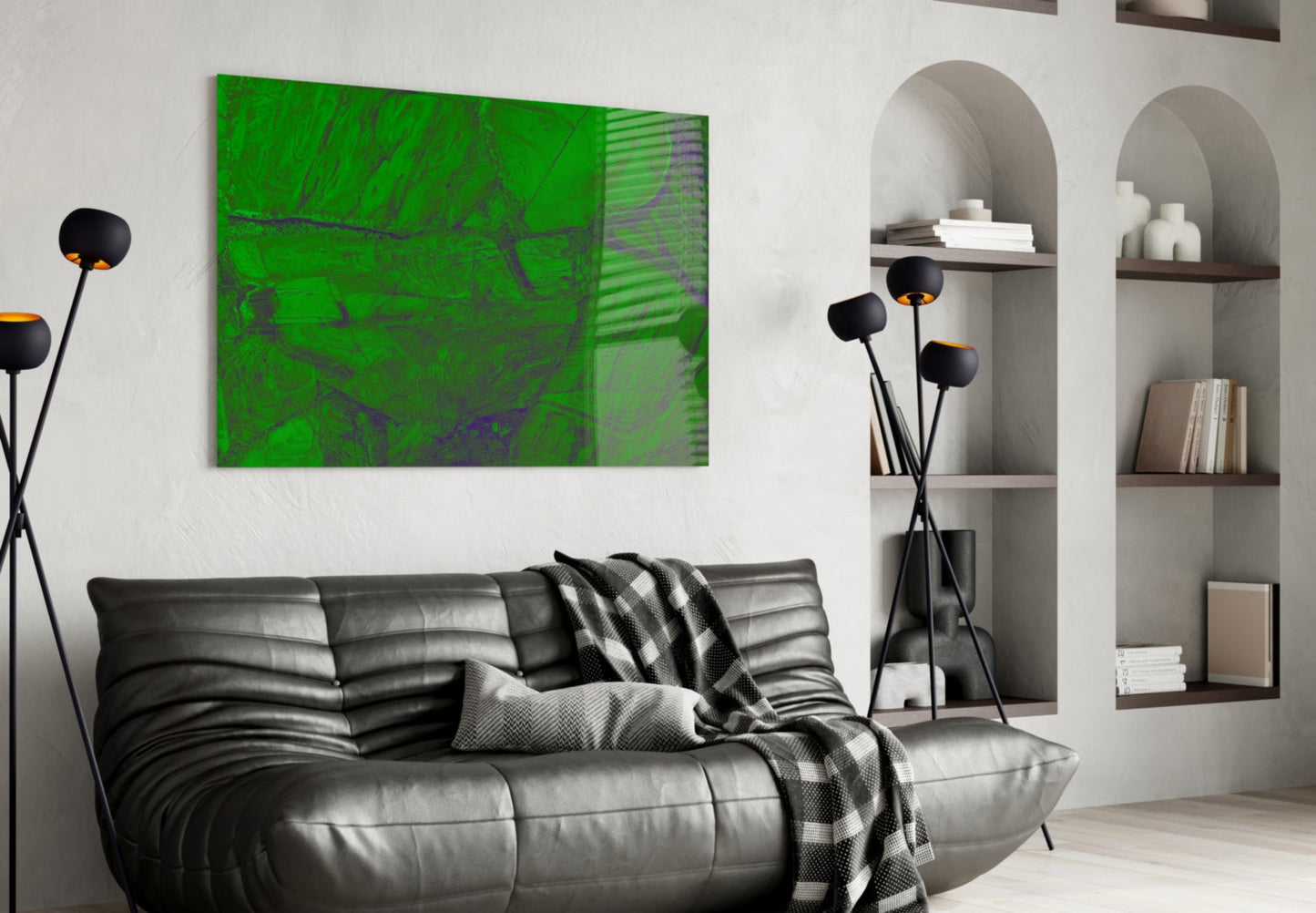 Emerald Cracked Paint Glass Wall Art