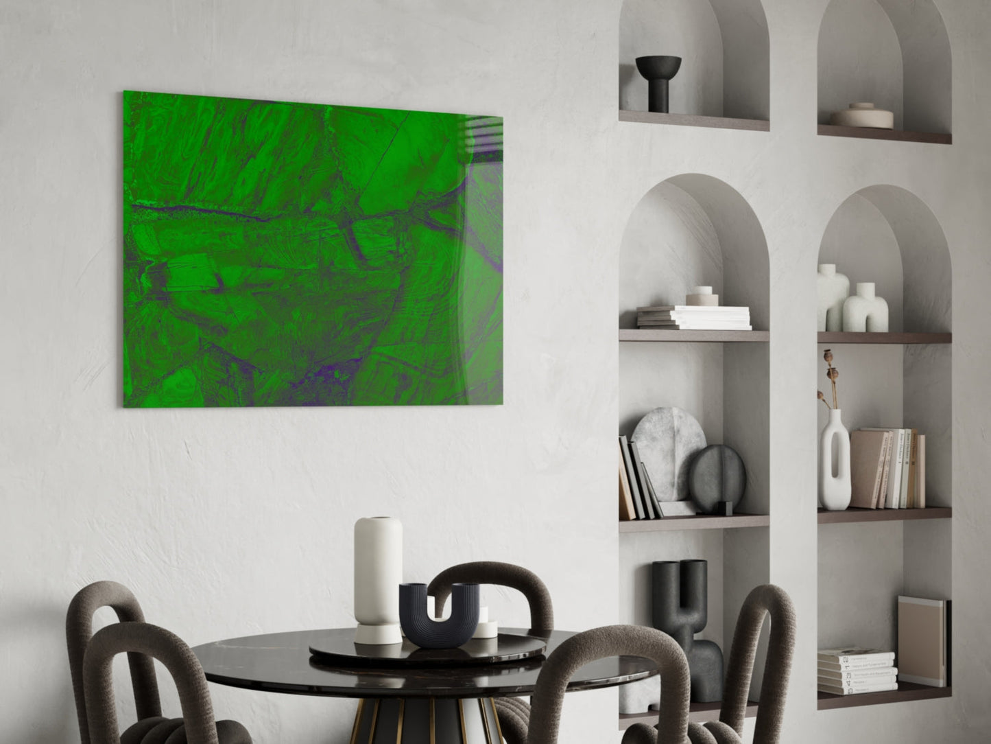 Emerald Cracked Paint Glass Wall Art