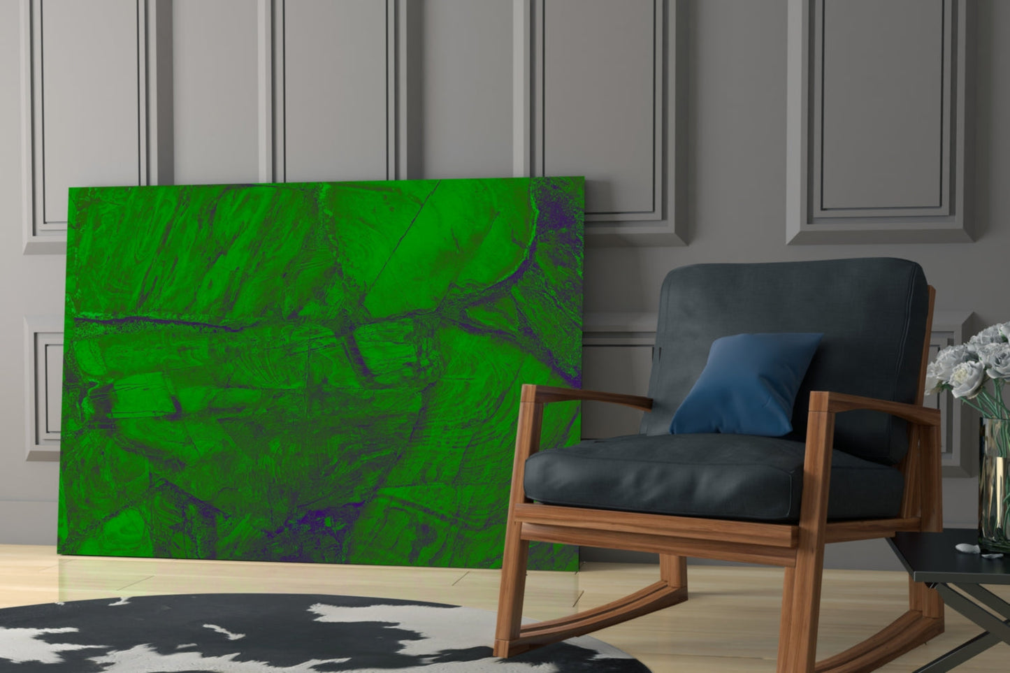 Emerald Cracked Paint Glass Wall Art