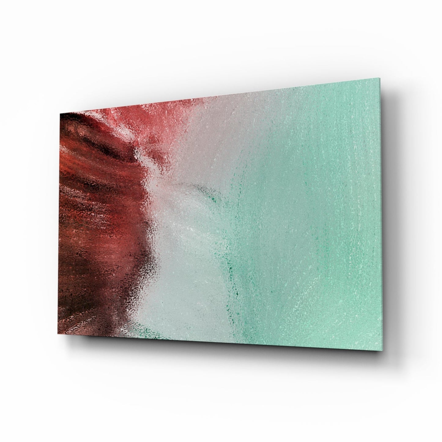 Rust Red and Mint Fade abstract glass wall art