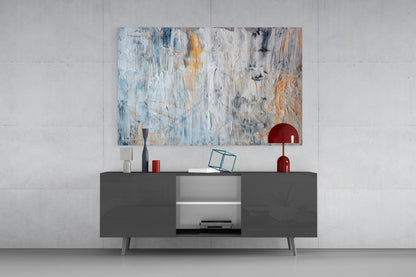 Peach Palette Knife Abstract Glass Wall Art