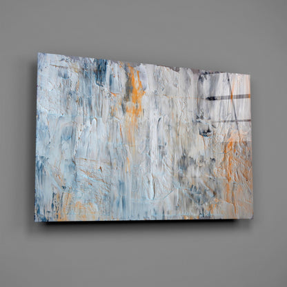 Peach Palette Knife Abstract Glass Wall Art